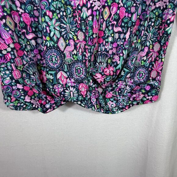 Lilly Pulitzer Luxletic Low Tide Navy Jewely Oden Top Shirt Size M Preppy Active - Picture 6 of 10